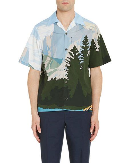 prada camp shirt green|Prada.